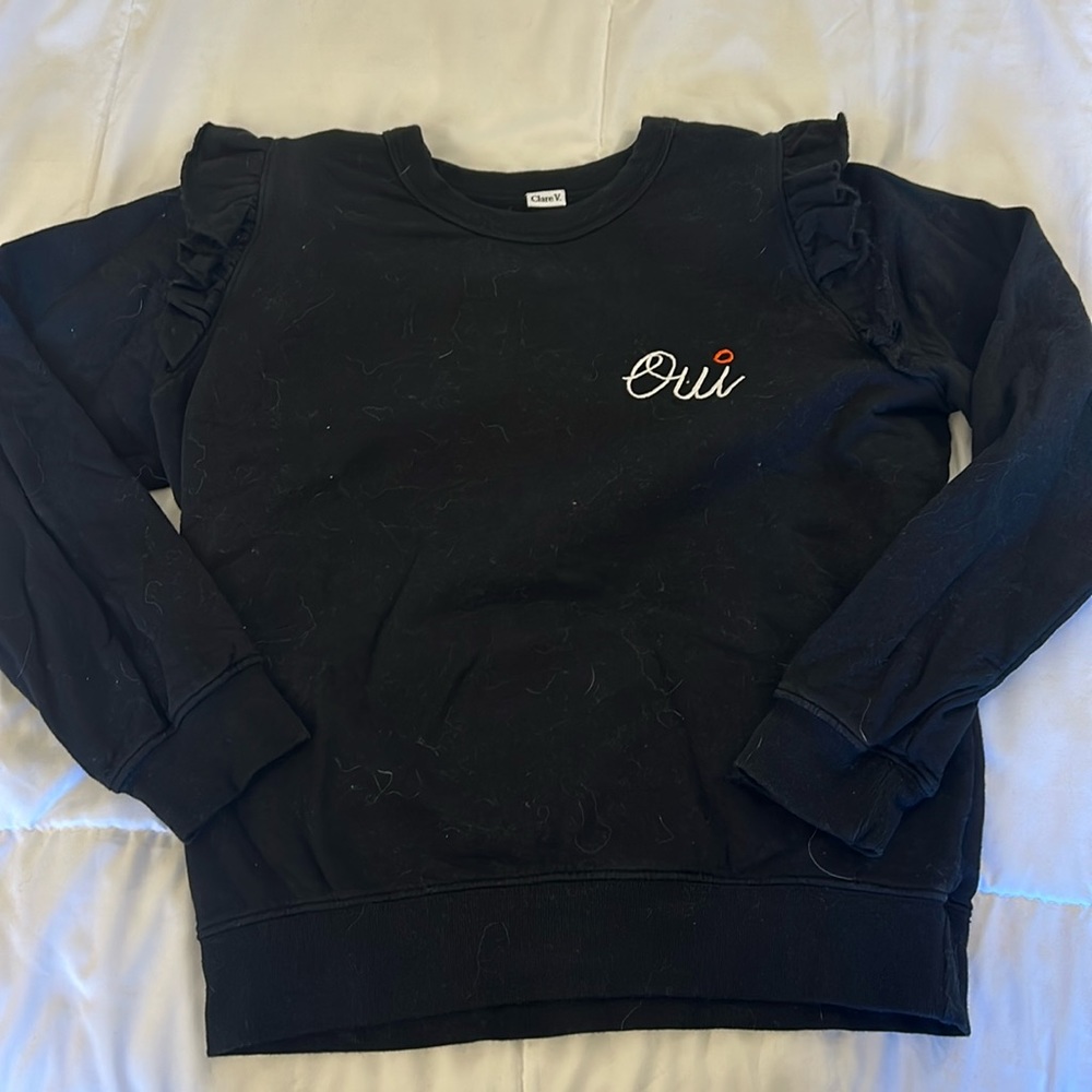 Clare V ruffle crewneck sweater